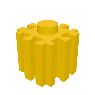 A yellow gear cube