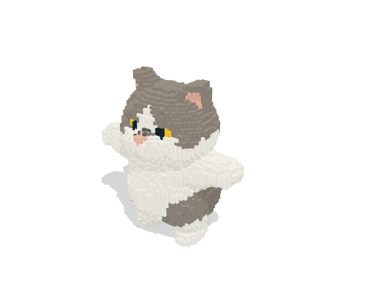 Fluffy Grey Cat brick model