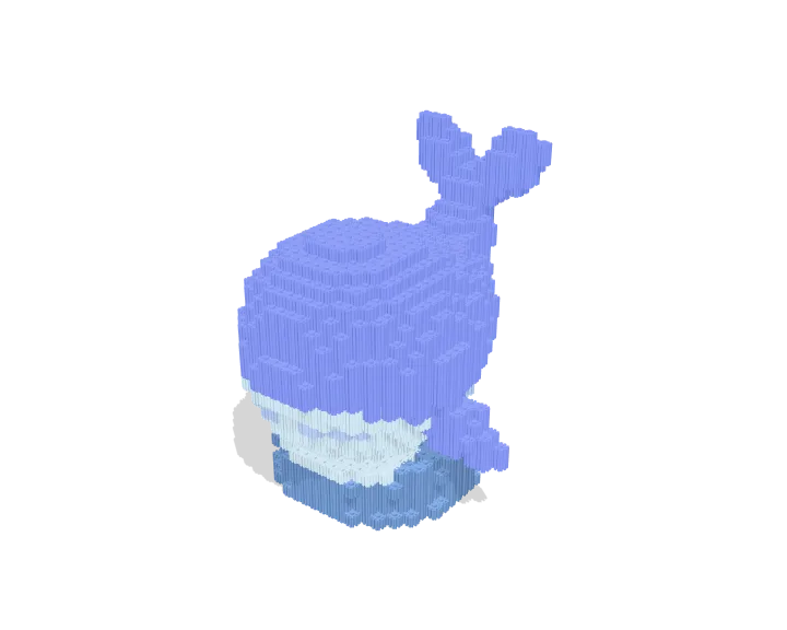Smiling Blue Whale brick model