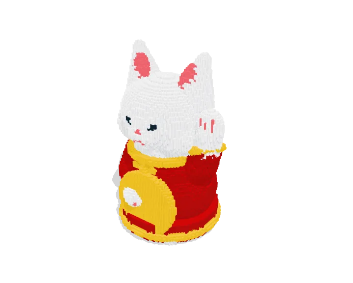 Lucky Cat with Gold Coin brick model